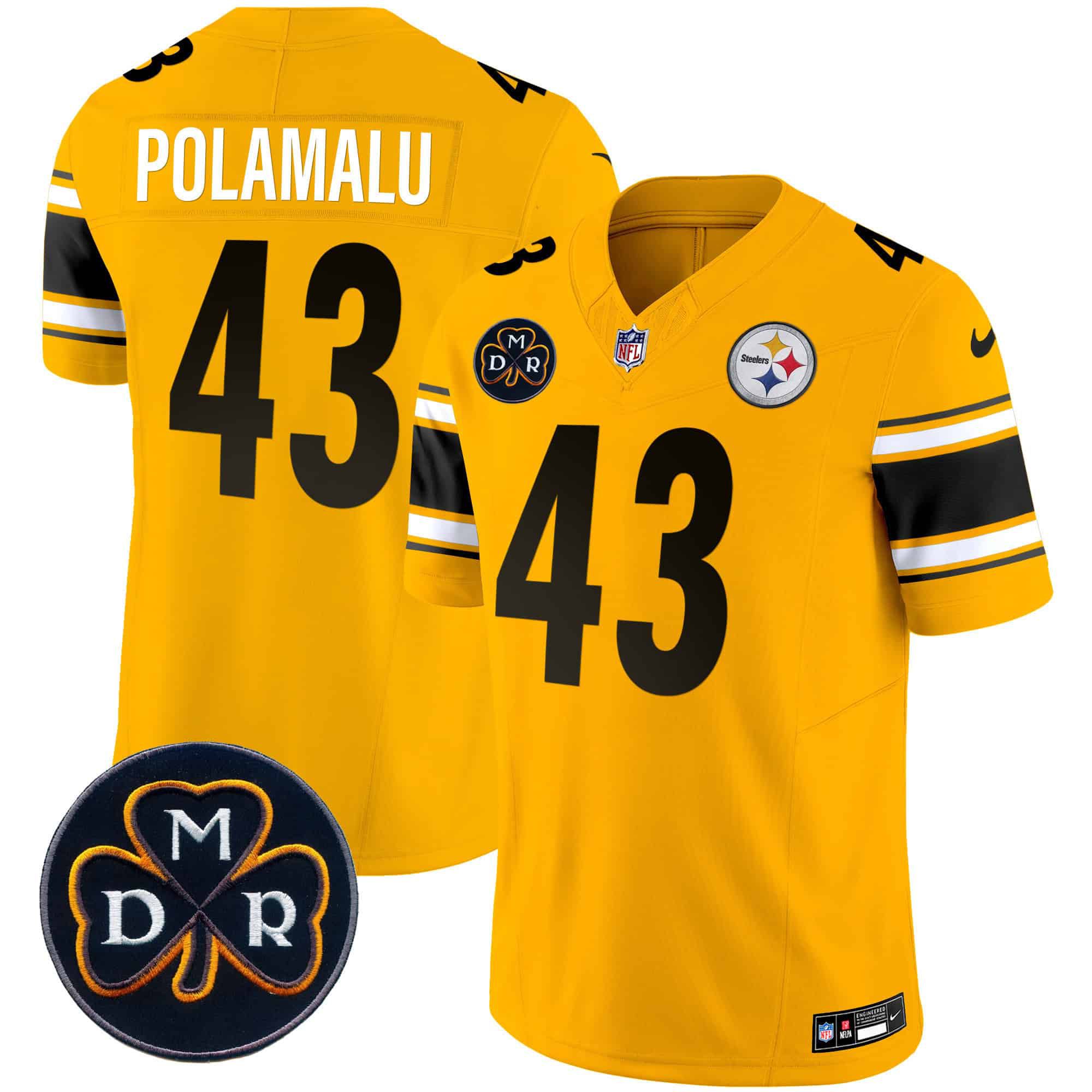 Men Pittsburgh Steelers #43 Polamalu Yellow 2024 Nike DMR Patch Vapor Limited NFL Jersey->indianapolis colts->NFL Jersey